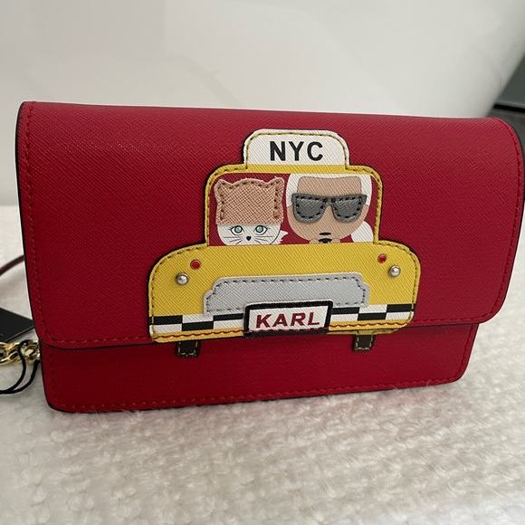 NWT KARL LAGERFELD PARIS Red Maybelle Camera NYC Taxi Mini Crossbody Bag - Picture 2 of 13